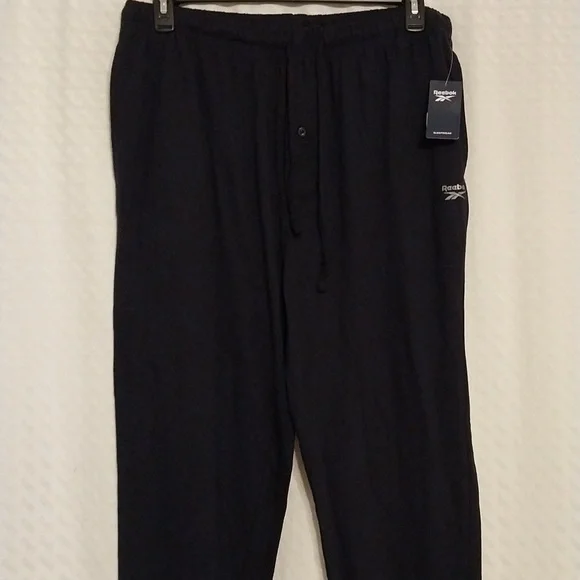 NWT Reebok Mens sleepwear elastic waist w/tie button fly cuffed legs size XL - Picture 2 of 7